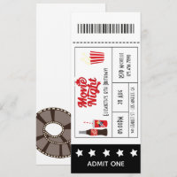 Retro Movie Night Birthday Party Ticket