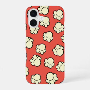 Retro Movie Night Popcorn Pattern Bold Red iPhone 16 Case