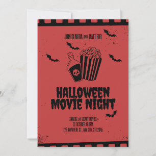 Retro Movie Night Spooky Popcorn and Potion Hallow Invitation