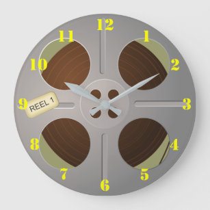 RETRO MOVIE REEL WITH NUMBERS LARGE CLOCK