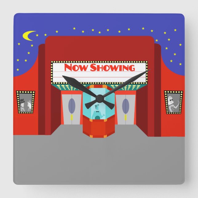 Retro Movie Theatre Acrylic Wall Clock (Front)