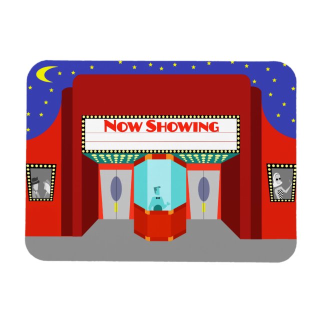 Retro Movie Theatre Flexible Magnet (Horizontal)
