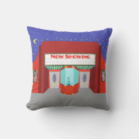 Retro Movie Theatre Outdoor Pillow
