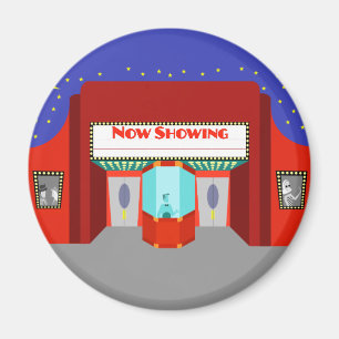 Retro Movie Theatre Round Magnet