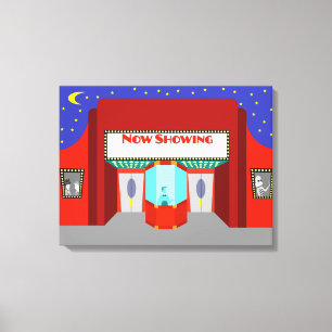 Retro Movie Theatre Stretched Canvas Print