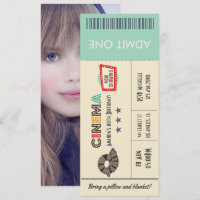 Retro Movie Ticket Birthday Party Photo Invite