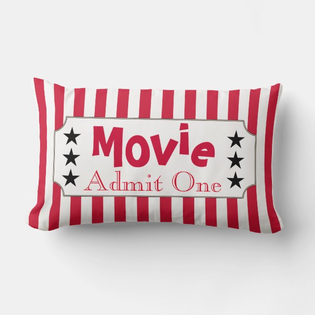 Retro Movie Ticket Home Theatre Cinema Pillow Gift (Front)