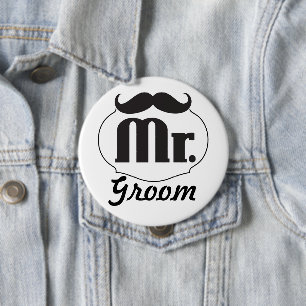 Retro Mr. Groom Wedding Badge