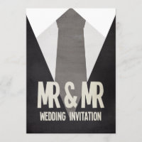 Retro Mr & Mr Suit & Tie Gay Wedding Invitation