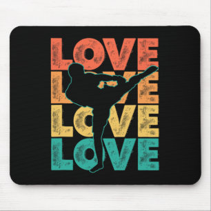 Retro Muay Thai Love Word Theme Graphic Design Kic Mouse Pad