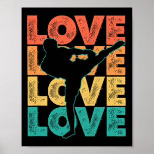 Retro Muay Thai Love Word Theme Graphic Design Kic Poster