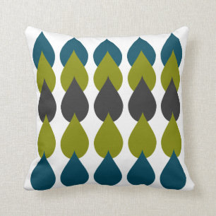 Retro Multi Blue Green Teardrop Cushion