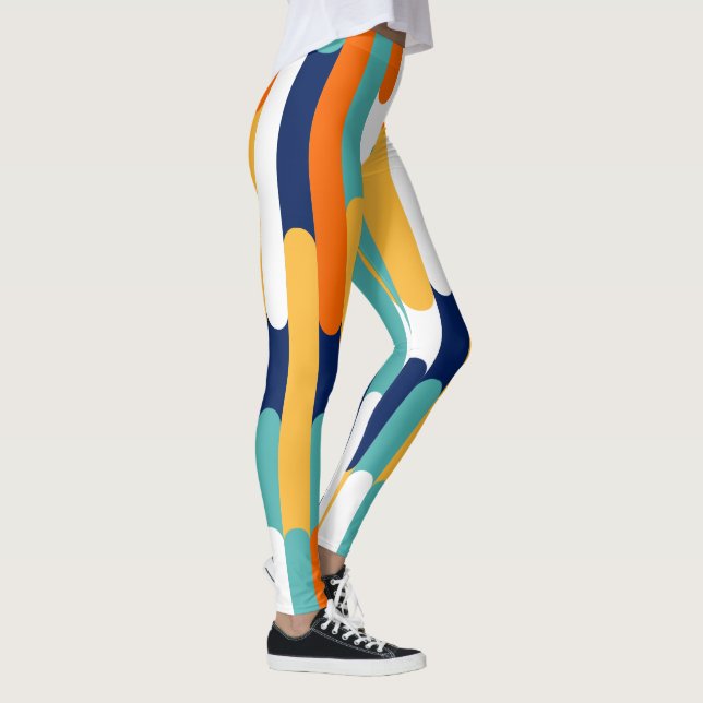Retro Multi Colour Block Holiday Pattern Leggings (Right)