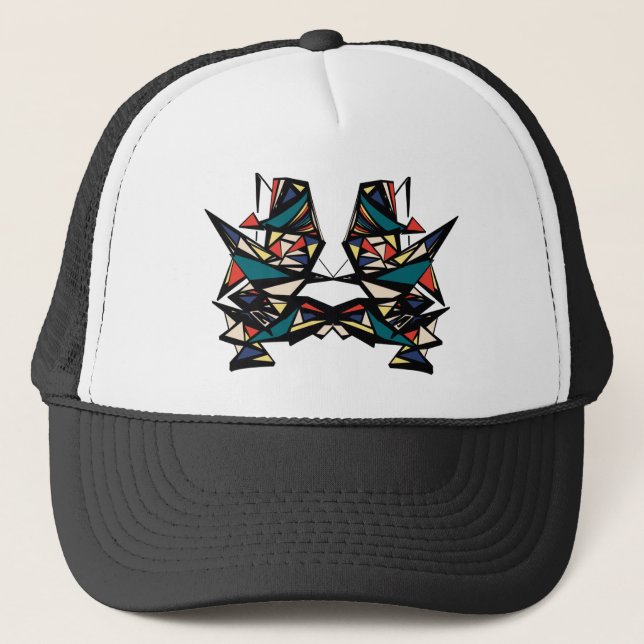 "Retro" multi-colour geometric design hat (Front)