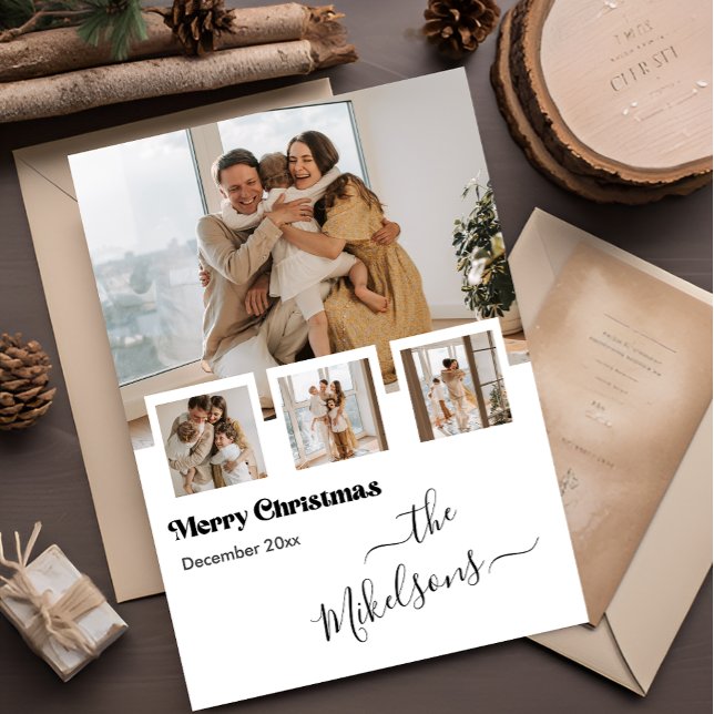 Retro Multi Photo Christmas Holiday Card (Creator Uploaded)