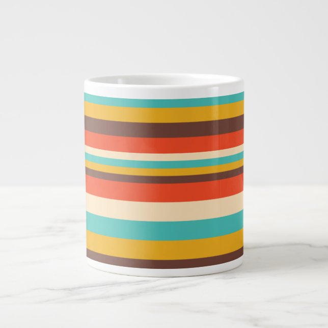 Retro Multi-Stripe Pattern Jumbo Mug (Front)