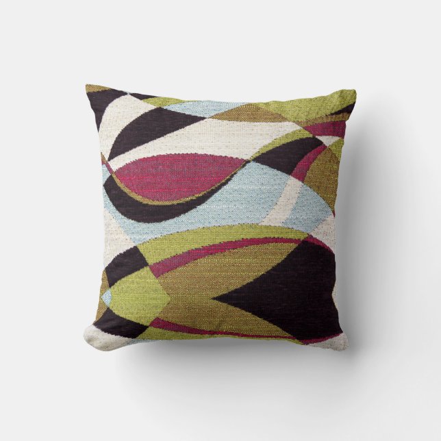 Retro Multicolor 70's Style Throw Pillow (Front)