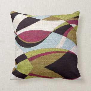 Retro Multicolor 70's Style Throw Pillow