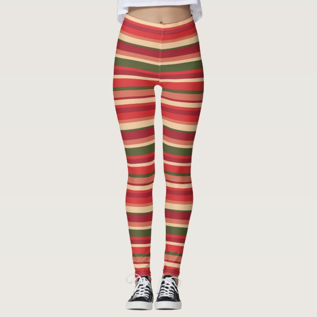 Retro Multicolor Stripes  Leggings (Front)