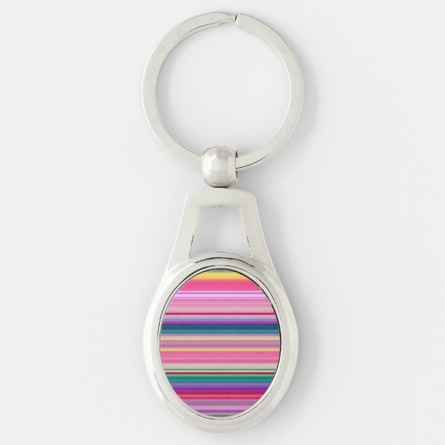 Retro multicolors stripes key ring (Front)