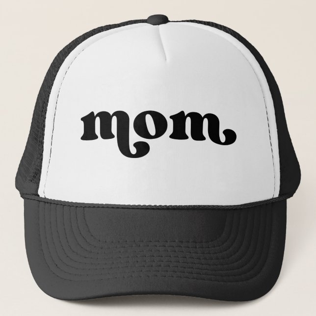 Retro Mum Black and White Trucker Hat (Front)