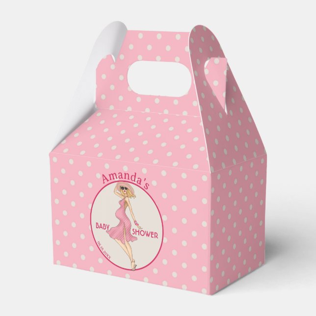 Retro Mum Blonde 2 Baby Shower Party Favour Box (Front Side)