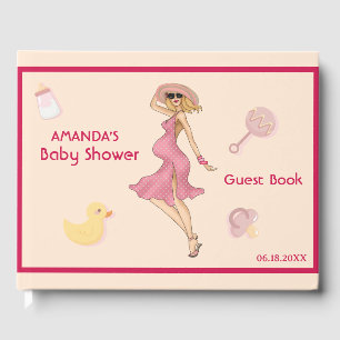 Retro Mum Blonde 2 Baby Shower Party Guest Book