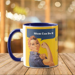 Retro Mum Can Do It Mug<br><div class="desc">This mug features the vintage World War II poster image of Rosie the Riveter showing her arm strength, and the caption which says, "Mum Can Do It!" The image is primarily in colourful blue and gold. The customisable text in the centre currently says "Best Mum Ever" and "Mother's Day 20XX"...</div>