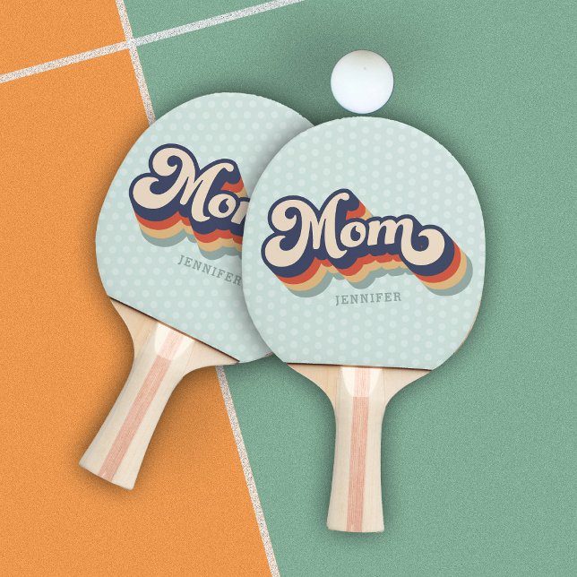 Retro Mum Custom Name Mother's Day  Ping Pong Paddle (Creator Uploaded)