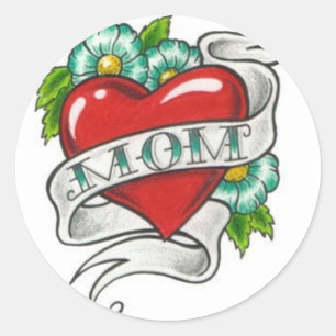 Retro Mum Tattoo Classic Round Sticker