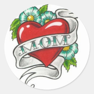 Retro Mum Tattoo Classic Round Sticker
