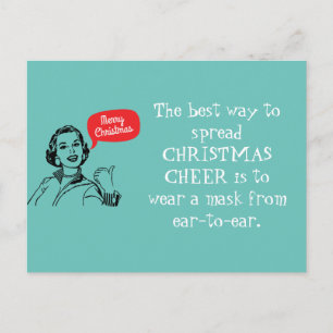 Retro Mum Wear A Mask Spread Christmas Cheer Postcard