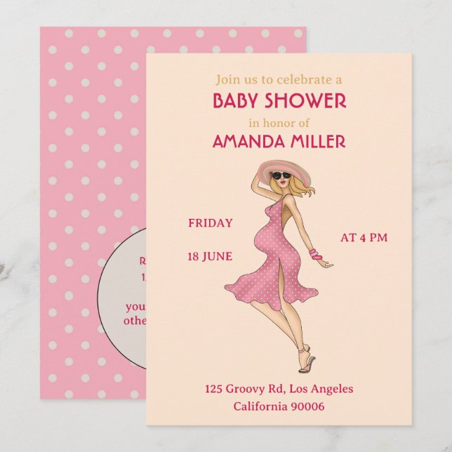 Retro Mummy Blonde Baby Shower Party Invitation (Front/Back)