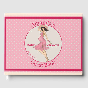 Retro Mummy Brunette Baby Shower Party Guest Book
