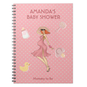 Retro Mummy Redhead 2 Baby Shower Notebook