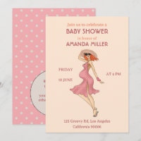 Retro Mummy Redhead Baby Shower Party Invitation