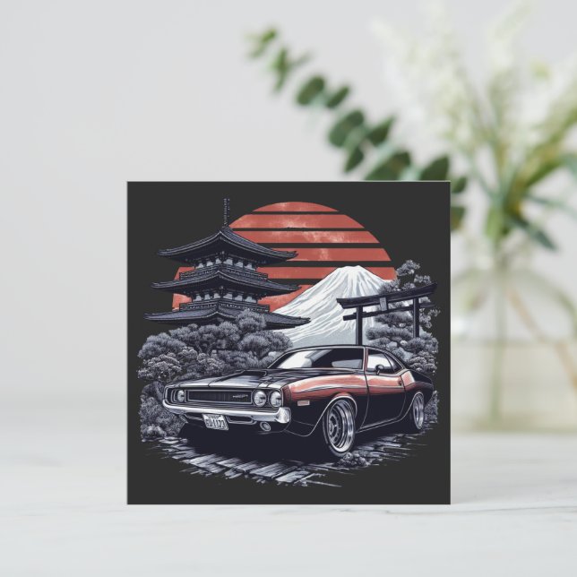 Retro Muscle Car  Holiday Card (Standing Front)