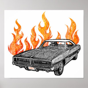 Retro muscle cars poster