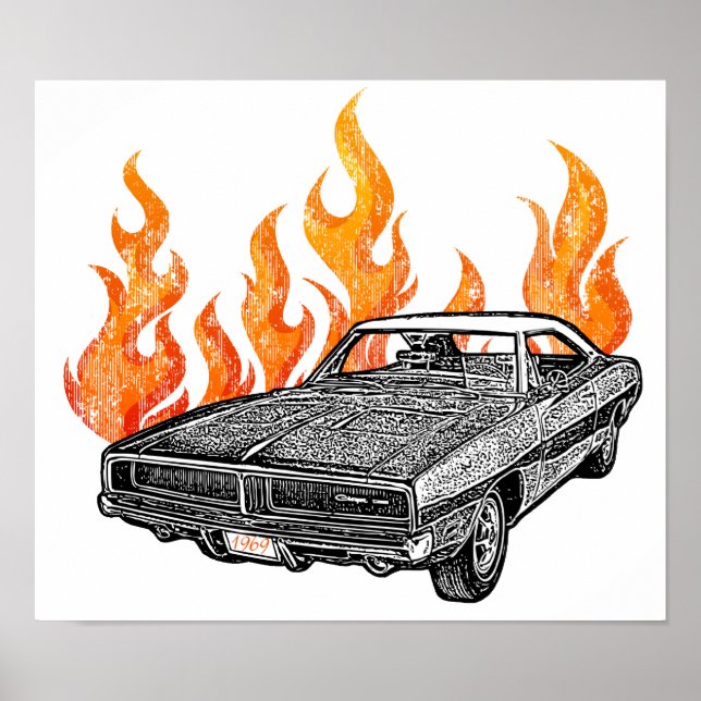 Retro muscle cars poster (Front)