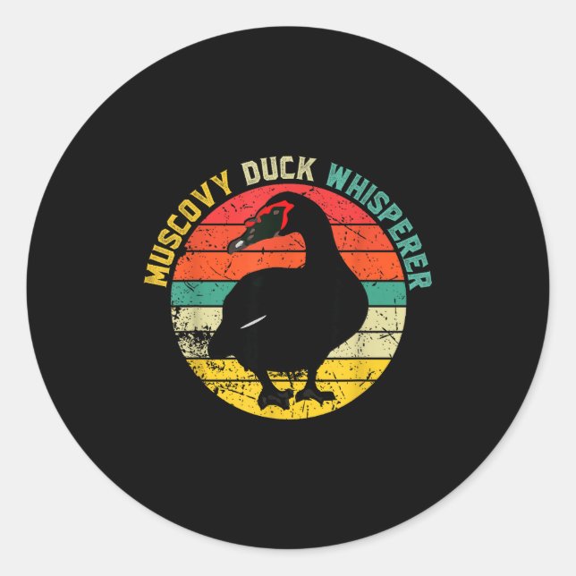 Retro Muscovy Duck Whisperer Funny Farmer Muscovy  Classic Round Sticker (Front)
