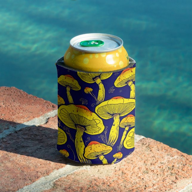Retro Mushroom Art Can Cooler (In Situ Pool)