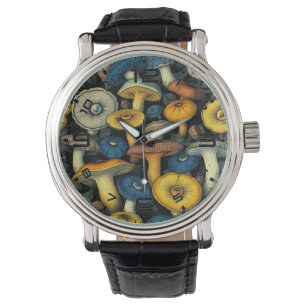 Retro Mushroom Art Watch – Nature Meets Elegance