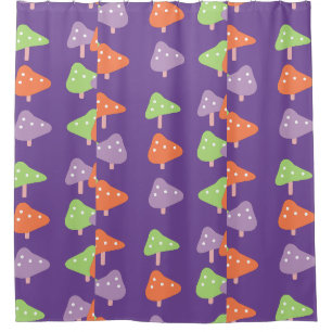 Retro Mushroom Colorful Pattern Kids      Shower Curtain