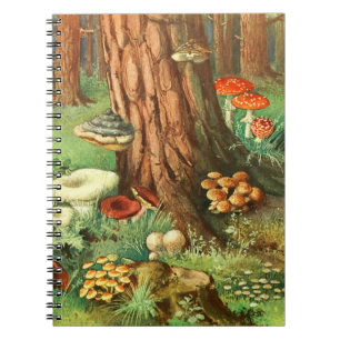 Retro Mushroom Forest Spiral Journal Notebook 