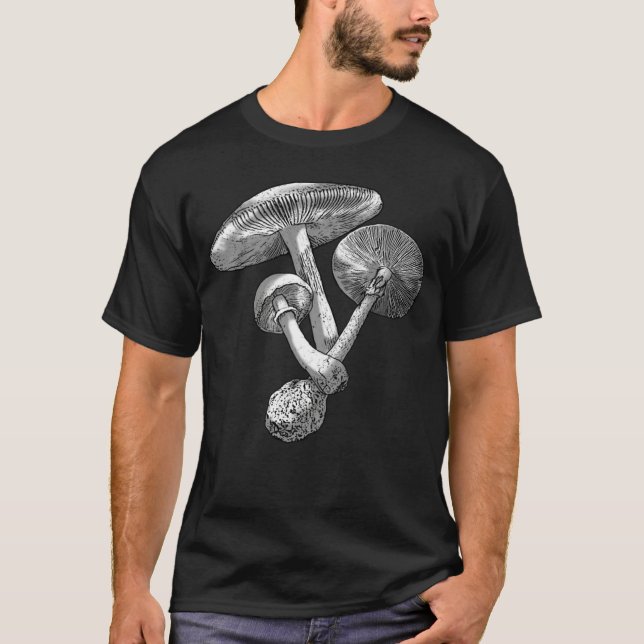 Retro Mushroom Fungi Foraging Spores Shroom Picker T-Shirt (Front)