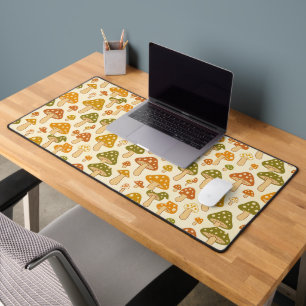 Retro Mushroom Garden - 70s Botanical Whimsy Desk Mat