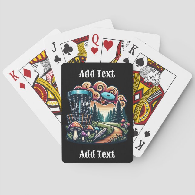 Retro Mushrooms and Disc Golf Course Ai Art Playing Cards (Back)