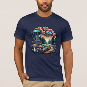 Retro Mushrooms and Disc Golf Course Ai Art T-Shirt