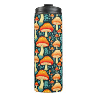 Retro Mushrooms in Orange and Blue