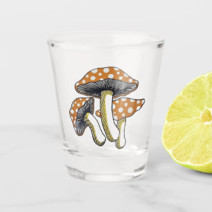 Retro mushrooms shot glass